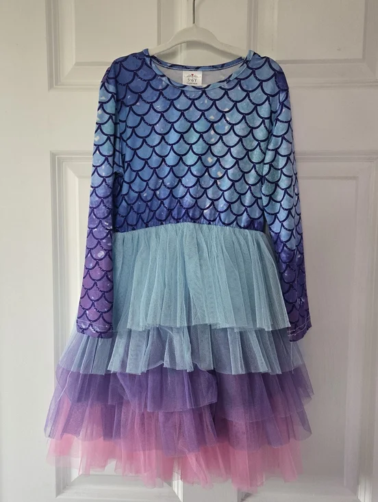 Mermaid Scales Layered Tulle Dress Size 5/6 - Picture 1 of 3